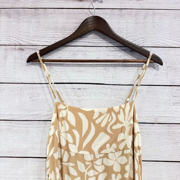 Anthropologie Abel the Label Tan White Tropical Floral Maxi Dress Resort large - Picture 4 of 11